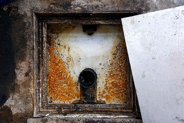 we use a combination of vacuum and pressure washing to thoroughly clean and remove grease and sludge from the trap